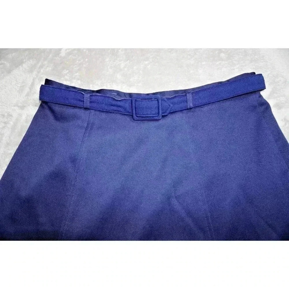 Vintage Koret Blue A line Midi Skirt with Belt size 14 - Picture 8 of 13